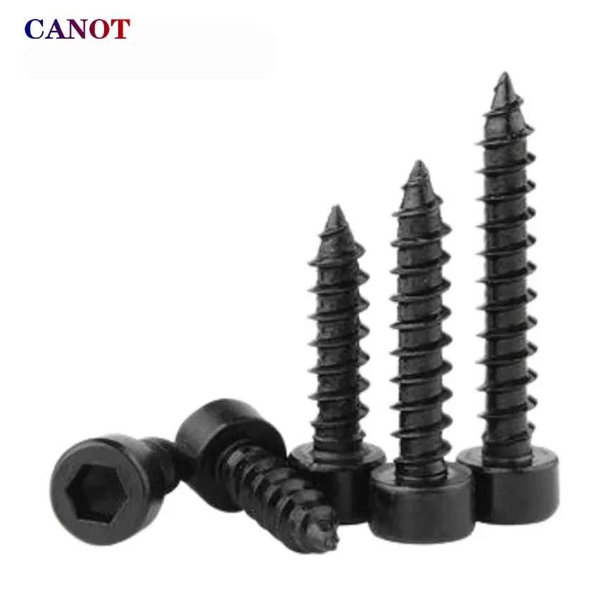 M2 M3 M3.5 M4 M5 M6 Hex Hexagon Socket Cap Head Self Tapping Screw 8.8 Grade Black/Nickel Zinc Allen Head Furniture Wood Screw