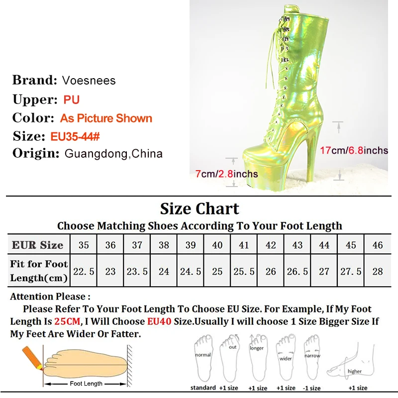 New Laser Mid-Calf Boots Women Stripper Heels 17CM/6Inchs Nightclub Exotic Dancer Platform Lace Up Gothic Women's Catwalk Shoes
