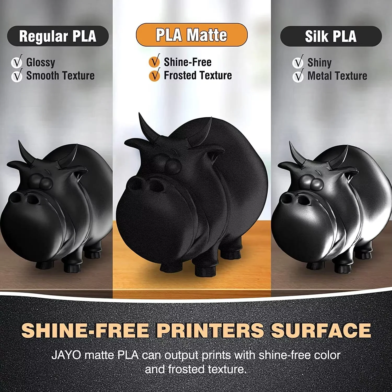 JAYO 1100G 3D PLA Matte Printer Filament 1.75mm Neatly Wound PLA Filament with Matte Finish Print with 99% FDM 3D Printer &Pen