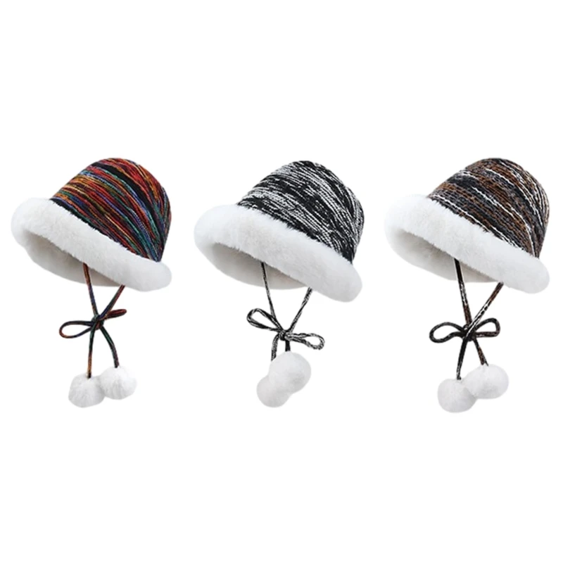 

Furry Plush Bucket Hat for Winter Adjustable Ear Flap Beanie Hat for Teens Adult Outdoor Activity Fashion Fisherman Hat
