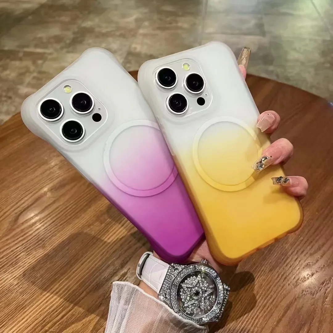 Water Ripples Magnetic cute phone case for iPhone 15 14 13 12 11 Pro Max Four Corner Anti Fall for Magsafe wireless charge Cover