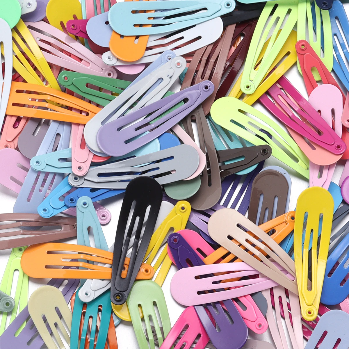 50Pcs 4.8x1.4cm Snap Hair Clips Candy Color Glossy No Slip Metal Hair Pins Clips Barrettes Accessories for Baby Girls Toddlers