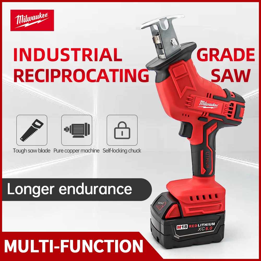 Milwaukee Cordless Electric Reciprocating Saw Household Small Handheld Logging Horse Knife Saw Outdoor Cutting Electric Saw 2