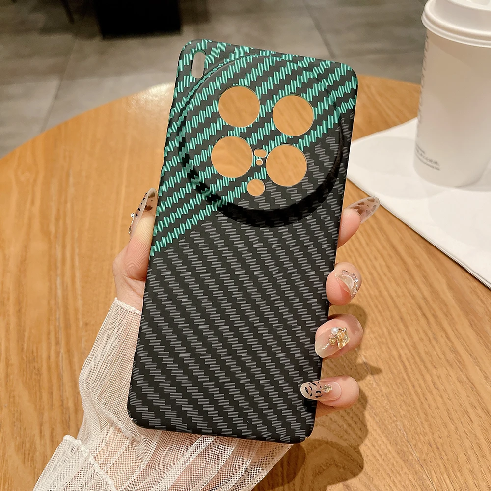 Slim Carbon Fiber Pattern PC Hard Case with Camera Protection, Durable Phone Cover
