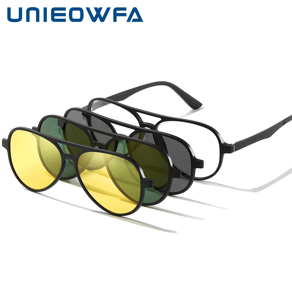 Gafas de magnéticas polarizadas para hombre, gafas graduadas con Clip nocturna de aviación, gafas progresivas para - AliExpress