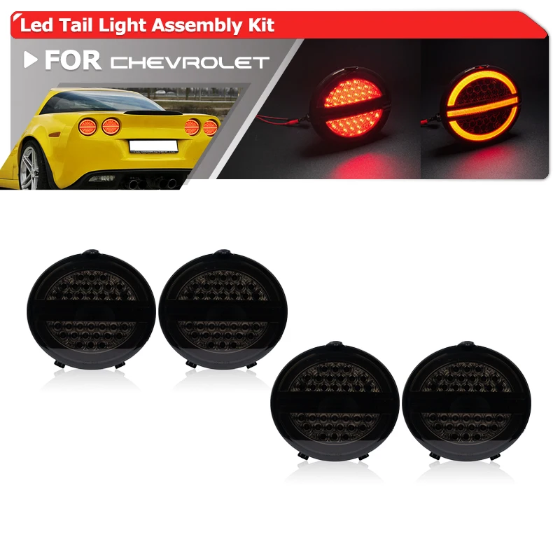 4x Euro Smoked Red 3in1 Led Brake, Turn Signal, Running Position