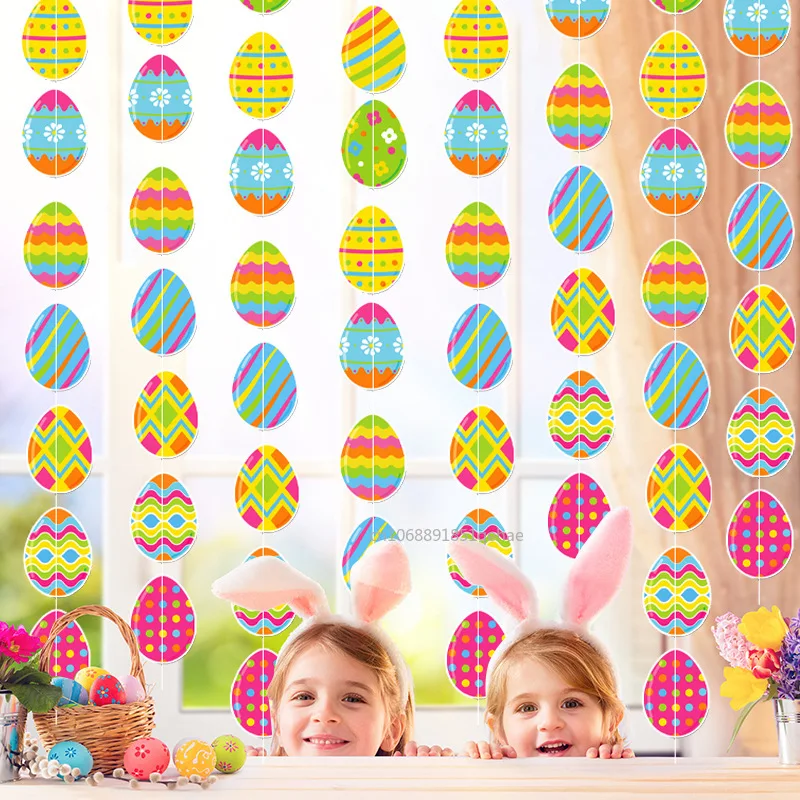 2025 Easter Day Pendent Easter Eggs Hanging Ornaments Spring Easter Party Banner Decor Door Hangers Party Decoration