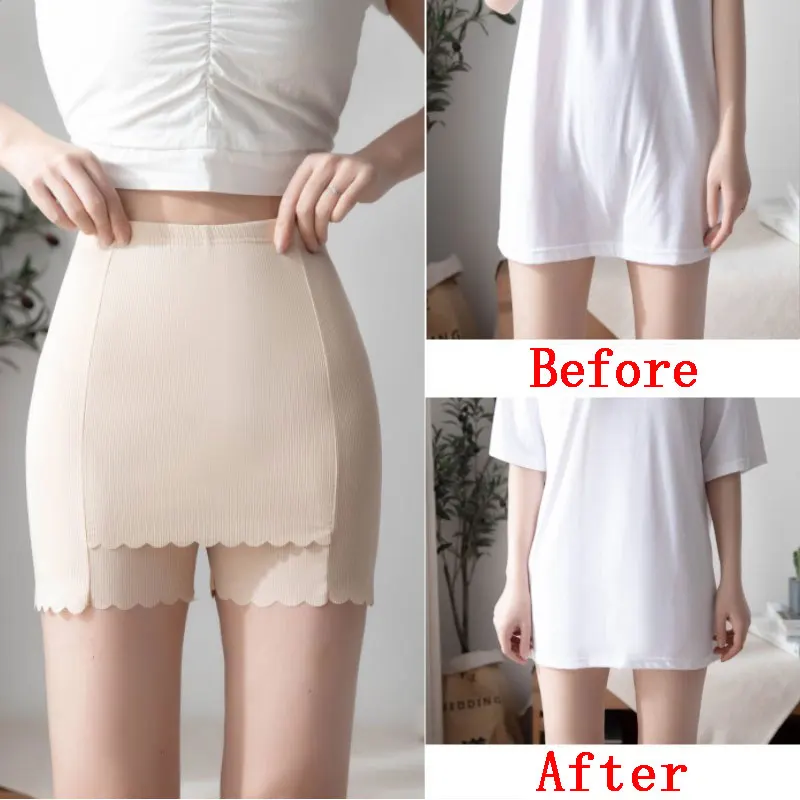 Seamless Safety Shorts Panty For Women High Waist Summer Breathable Ice Silk Underwear Anti Rubbing Under Skirt Boxers Female