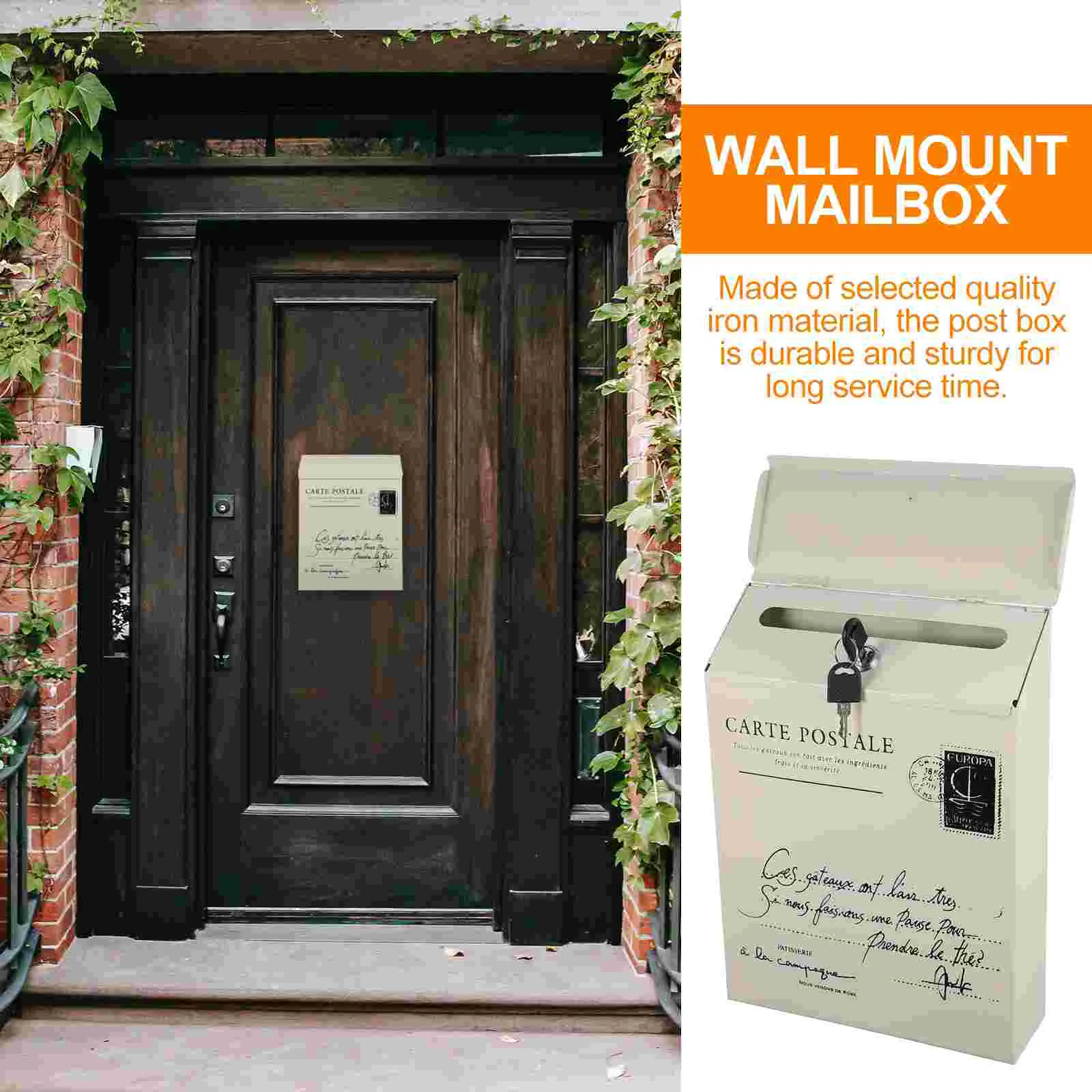 1 Pc Vintage Lockable Wall-mounted Mailbox wall mounted mailbox,locking mailbox