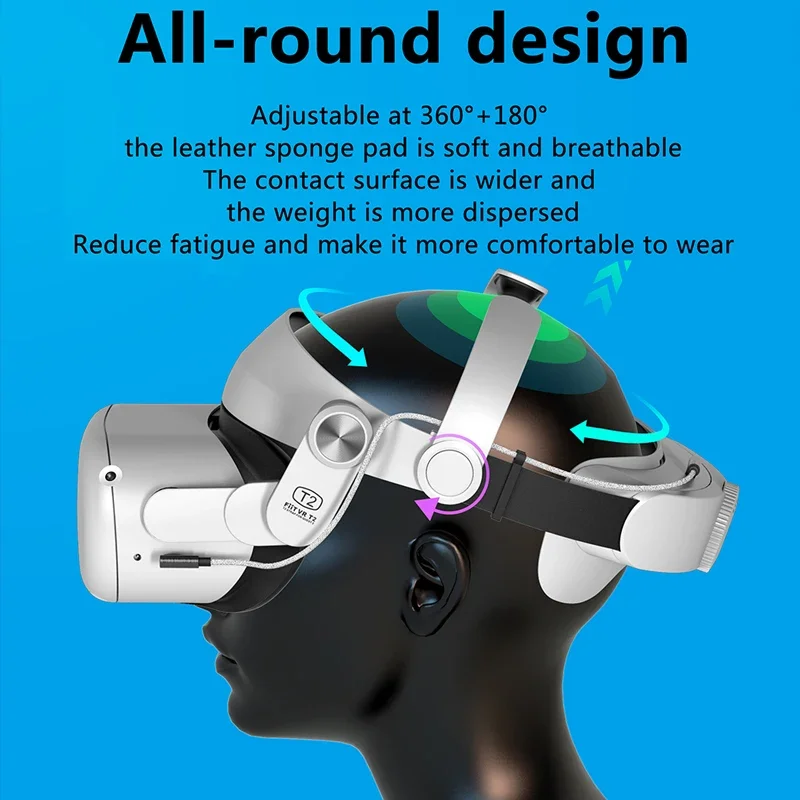 5200mAh Battery Strap for Oculus Quest 2 Adjustable Elite Strap Improve Plate Comfort Head Band VR Accessories T2 Pro PK M2