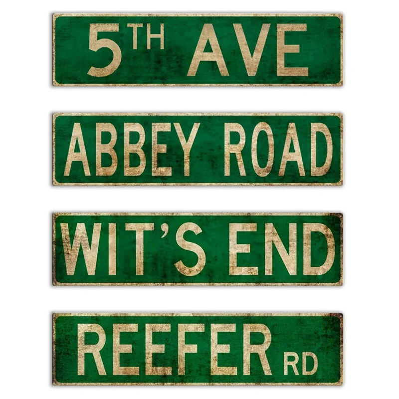 ELM Street Sign - Vintage Metal Tin Sign for Home,Farm Bar, Cafe, Garage Decor, Mushroom St, Route 420, Memory LN, 16x4Inch