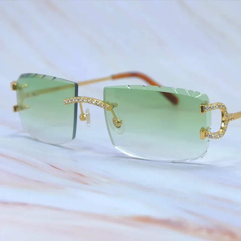 

Y2K Rhinestones Sunglasses Iced Out Diamond Cut Sun Glasses Wire C Designer Carter Eyewear HipHop Lentes De Sol Mujer