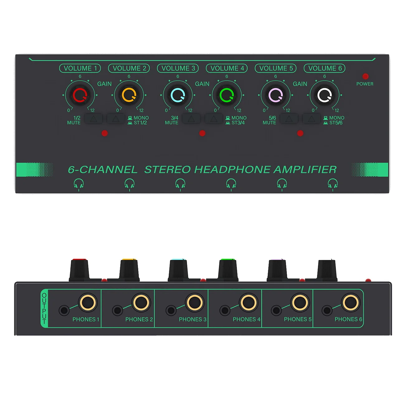 4 6 Channels Stereo Headphone Amplifier Mini Portable Audio Amplifier Earphone Splitter Ultra Low-Noise Stereo Mixer for Monitor