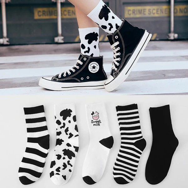 5 Paare/los Damenmode Baumwollsocken Niedliche Happy Crew Socken für Damen Skateboard Sport Baumwollsocken – Detail 13