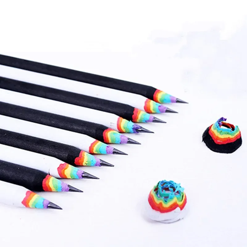 12pcs HB Rainbow Wood Pencils Drawing Sketching Writing Pencil Set School Stationery Supplies for Students