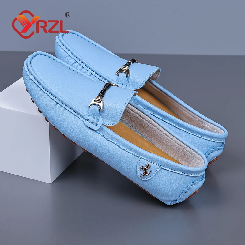 YRZL PU Leather Loafers for Men Handmade Moccasins Men Shoes Flats Casual Leather Shoes for Men Luxury Comfy Mens Loafers