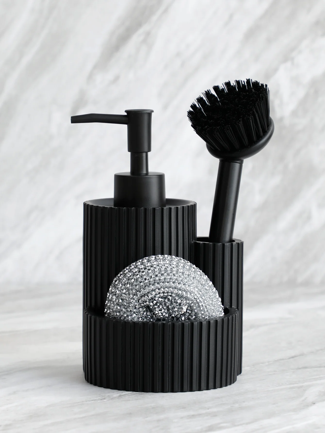 Kitchen Soap Dispenser Detergent replacement bottle Sink Dish Washing brush Sponge Holder 3 in 1 soap dispenser