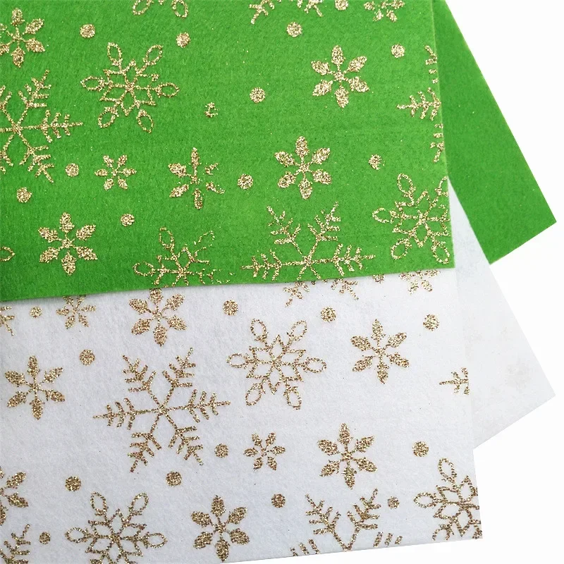Felt Fabric Sheets Snowflakes Dots Stripes Printed Christmas Pattern For Craft DIY Bows