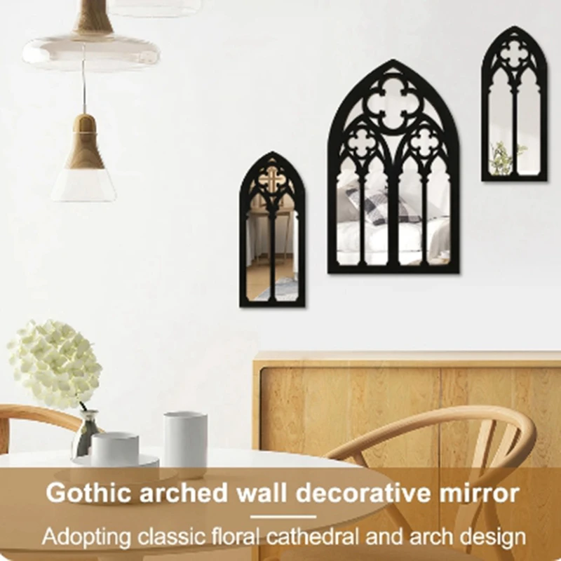 Gothic Mirrors Wall Decor Arched Decor Mirror Wall Mounted Goth Room Vintage Cathedral Window Mirror For Room