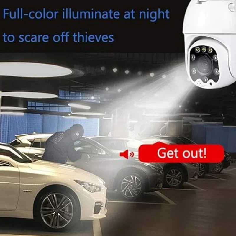 Outdoor 360° PTZ Security Camera IP66 Waterproof IR Night Vision Motion Detection WiFi Remote View for Home Yard Villa Garden 2