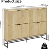 Fluted Shoe Storage Cabinet for Entryway Modern Shoe Rack Cabinet with 4 Flip Drawers Tipping Shoe Cabinet Wooden 2
