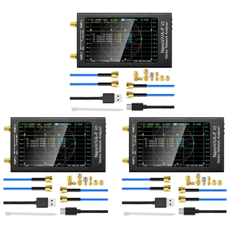 

3X Nanovna-F V2 Vector Network Analyzer 50Khz-3Ghz Antenna Analyzer HF VHF UHF VNA 4.3 Inch With 5000Mah