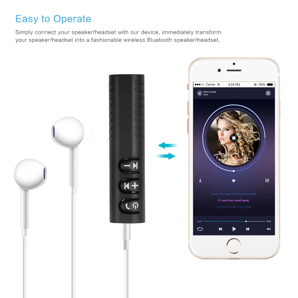Lavalier Mini Bluetooth Aux Audio Receiver Transmitter Adapter 3.5mm Jack Handsfree Auto Car Kit Music Mic Headphones