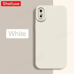 Square Liquid Silicone Soft Cover with Silky Feel - iPhone XS (Cream White)