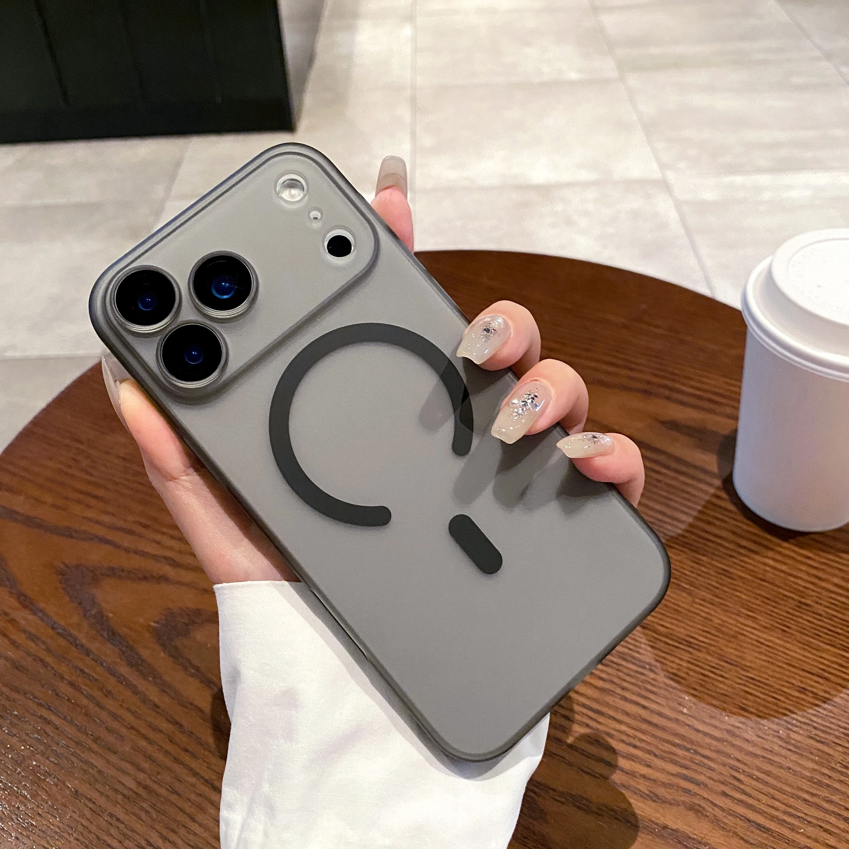 Luxury Ultra Thin Matte Clear Magnetic Wireless Charging Case