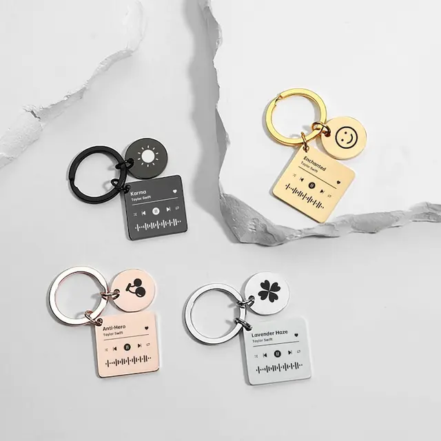 LLavero de canción personalizado de acero inoxidable, llaveros con código Spotify personalizado, regalo de cumpleaños y Aniversario
