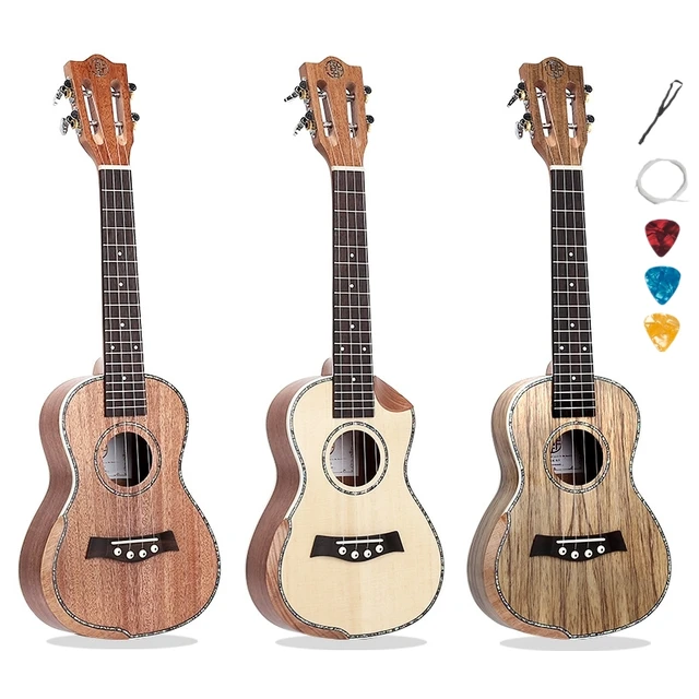 Ukulele 24 26 Inches Solid Spruce Acacia Mahogany Mini Electric Concert Tenor Acoustic Guitar 4 Strings Ukelele Install Pickup