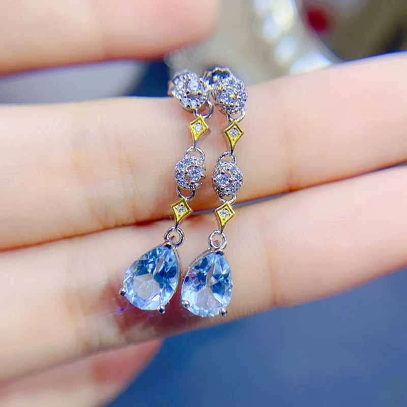 

Natural topaz earrings for women silver 925 jewelry luxury gem stones 18k gold plated free shiping items