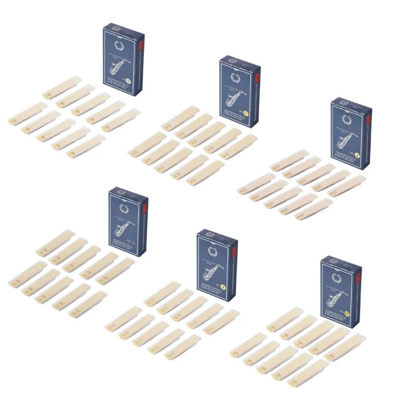 

10pcs Saxophone Reed Set with Strength 1.0 1.5 2.0 2.5 3.5 for Eb Alto Sax Reed Woodwind Accessories Replacements R66E