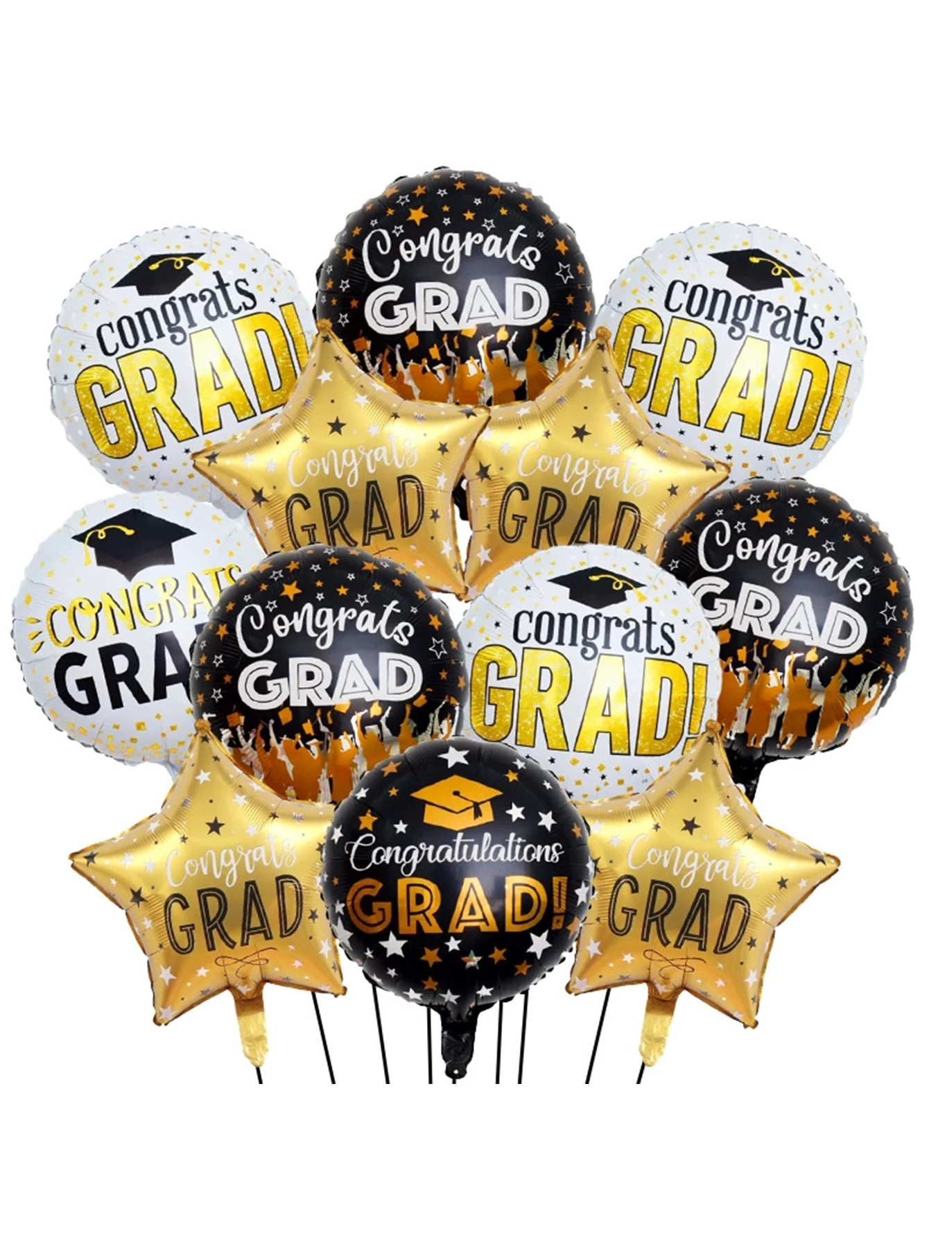 12-teiliges Abschlussballon-Set, Abschlussfeier-Dekoration für Zuhause, Glückwunsch-Luftballons, Set für die Jahrgangsklasse 2026, Abschlussfeier-Zubehör – Detail 2
