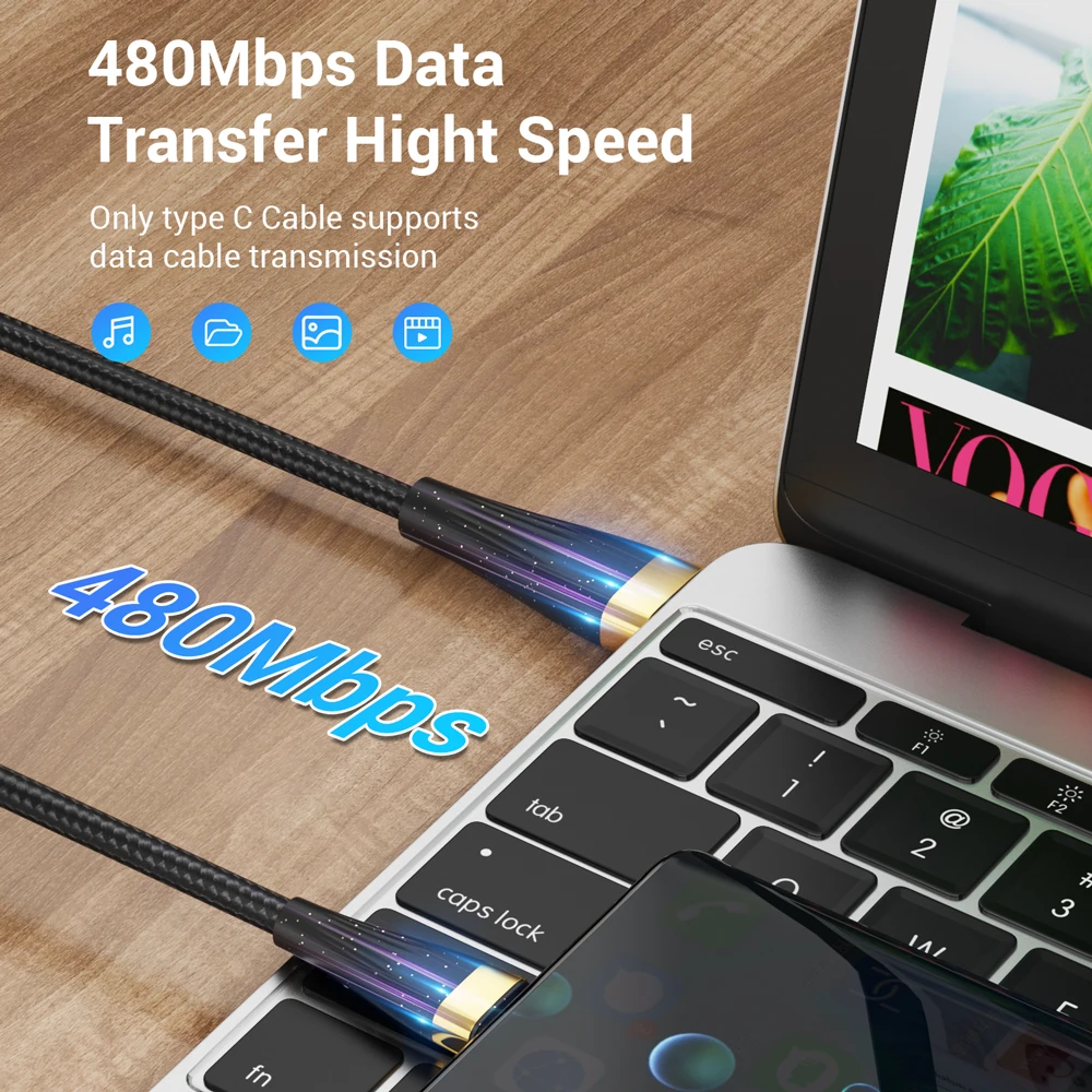 6A 100W USB C Cable 3 in 1 Fast Charging Micro USB Data Cord Phone Charger Quick Charge Cable for IPhone Oneplus Xiaomi Huawei