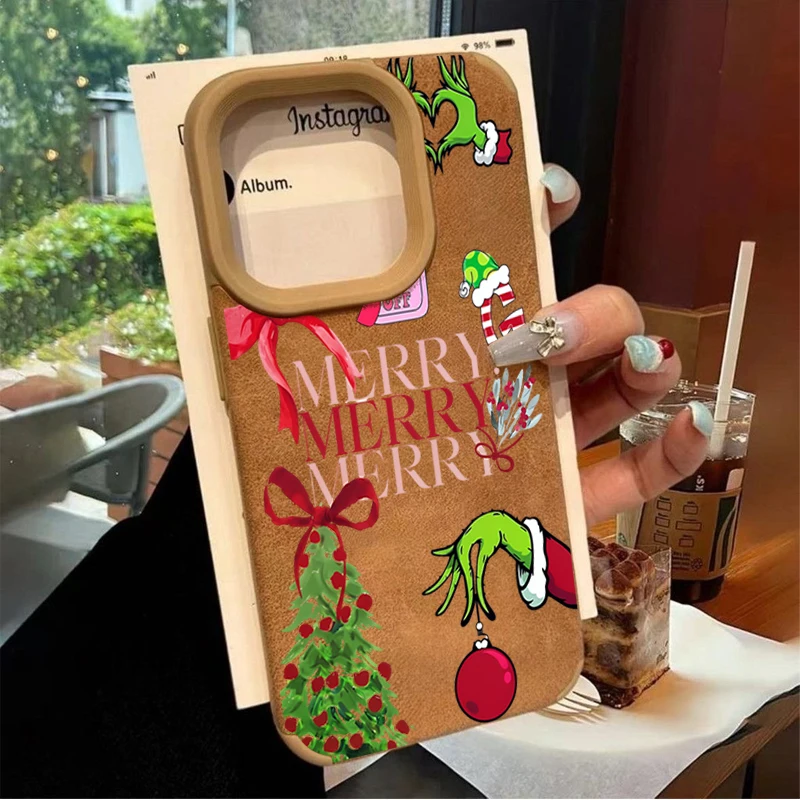 Festive Christmas Tree Faux Leather Phone Case - Premium Holiday Edition