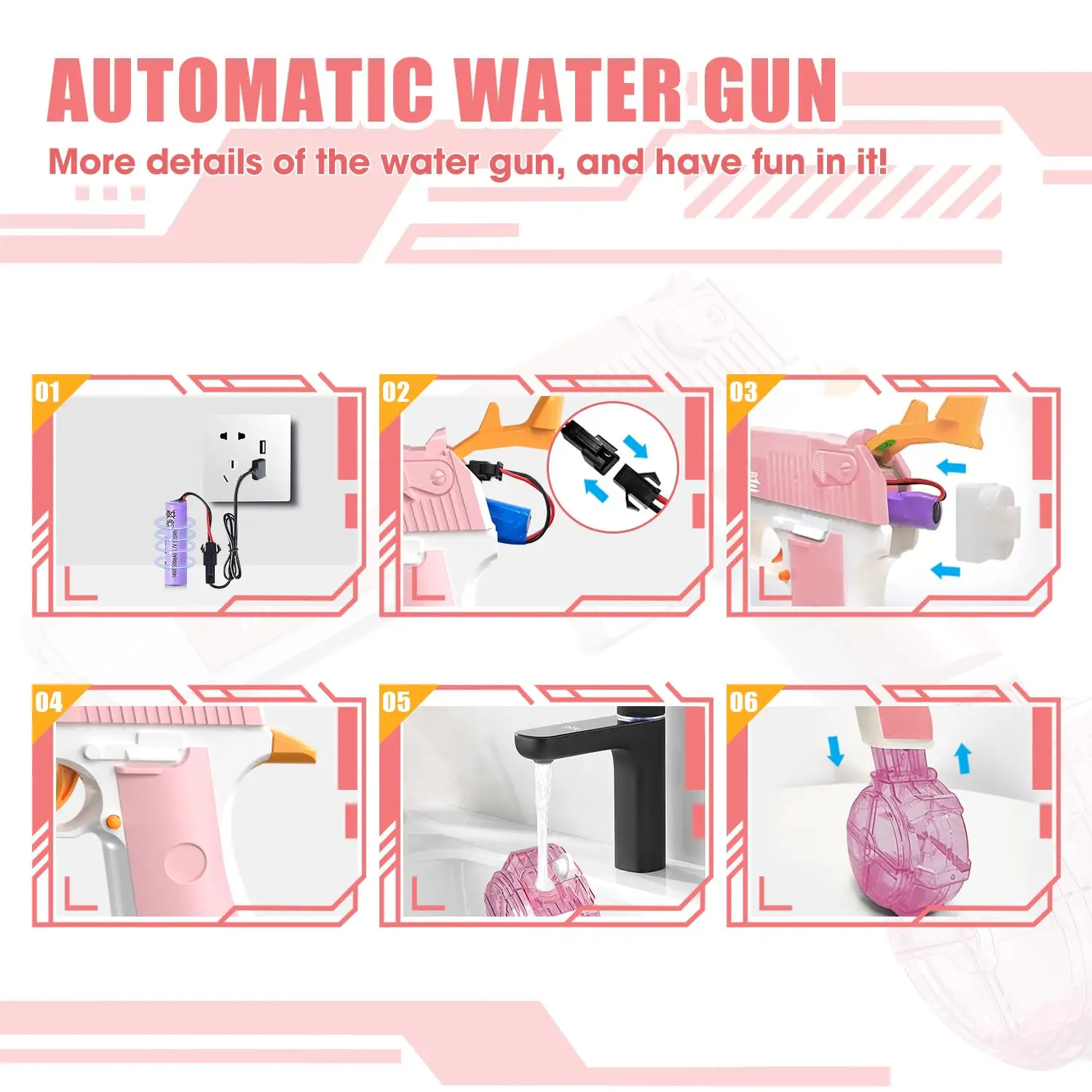Summer Toys Water Gun Full Automatic Electric Shooting Water Gun Toy Children Outdoor Beach Fight Toy Boy Girl Gifts