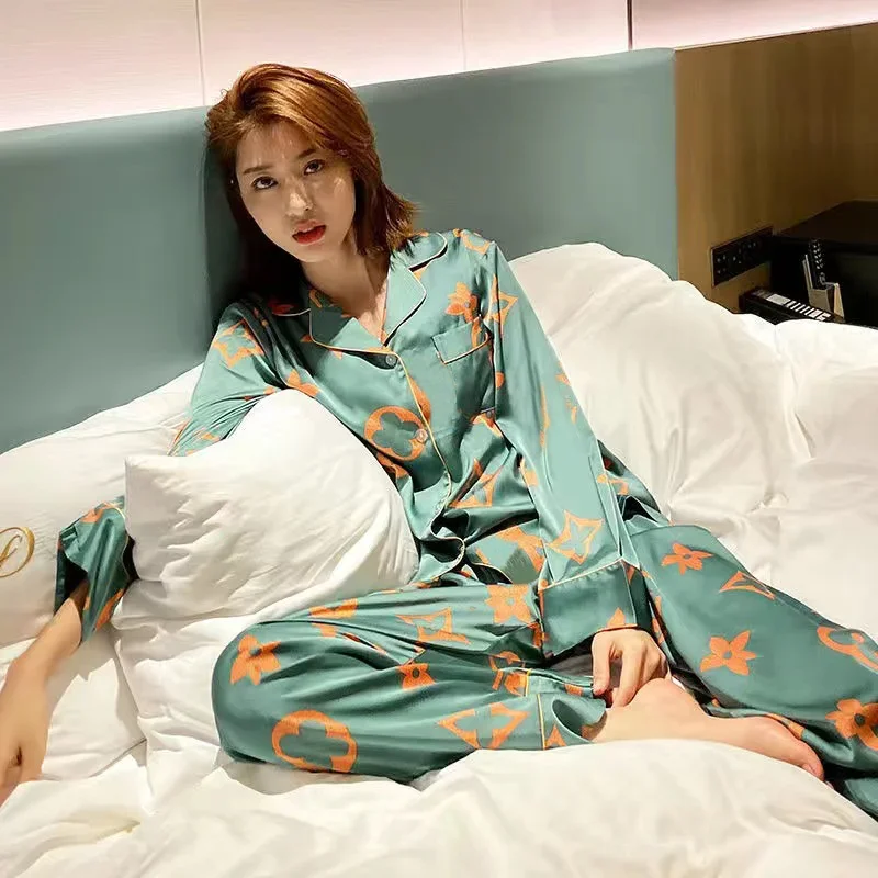 

Man Women Silk Pajamas Suits Girls Spring Long-sleeve Thin Section Sweet Korean Version Plus Size Home Clothes