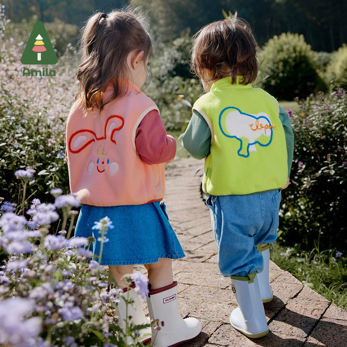 Amila Baby Jacket Coat Spring New Stand Collar Solid Color Cartoon Cute Casual Fleece Girls & Boys Winter Clothes