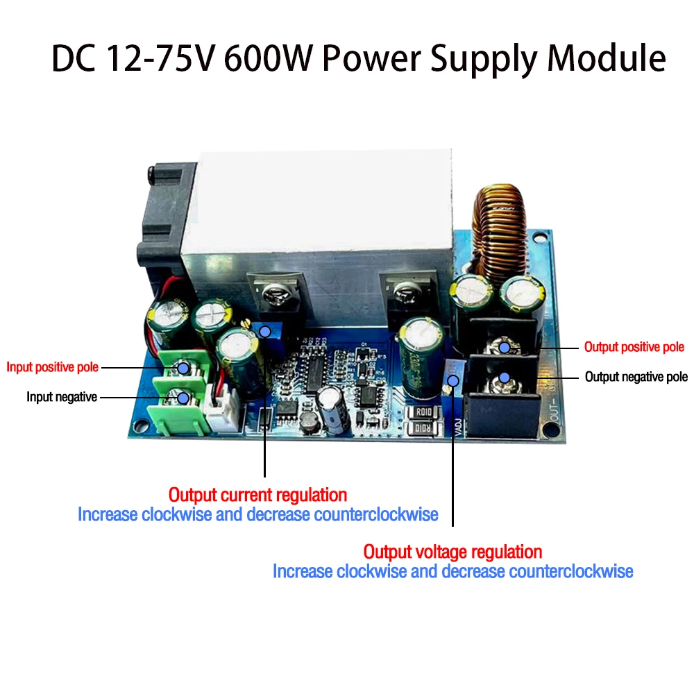 600W DC-DC 벅 모듈 12-75V  2.5-60V CC CV 조정 가능 25A 스텝..