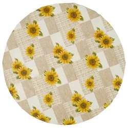 Waterproof Thickened Transparent Elastic PVC Tablecloth - Decorative Table Protector - 110cm (Sunflower)