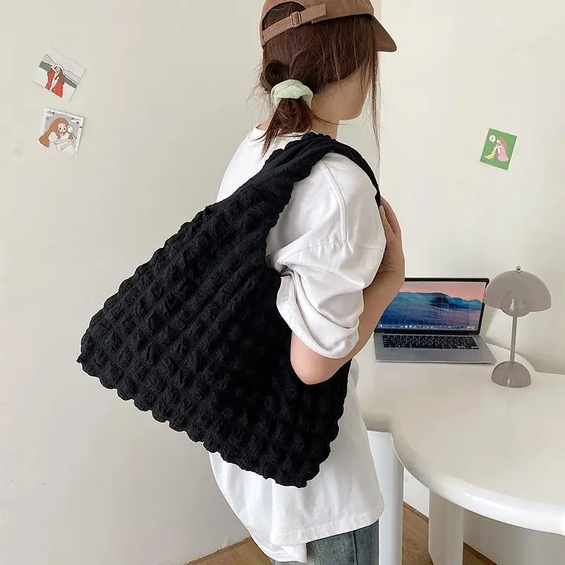 Cute Pleated Puff Shouder Bag Women Large-capacity Cloud Armpit Bag Winter 2023 Fashion Handbags Girls