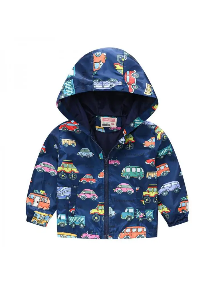 Kids Jackets Children Clothes 2/3/6/7 Year Toddler Boy Jacket Waterproof Wind Kids Windbreaker Coat Zipper Baby Spring Summer Cartoon Pattern