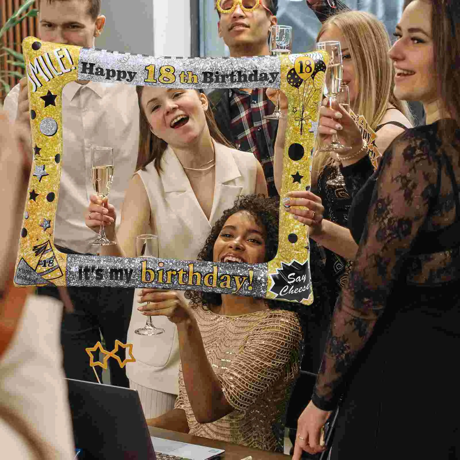 

Birthday Inflatable Photo Frame Party Supplies PVC Props Decor Favor for Ornament Photography Accessory