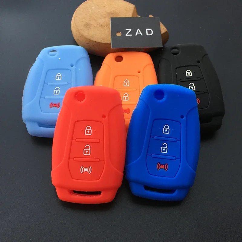 ZAD Silikon Flip Autoschlüssel Tasche hülle Halter Für Ssangyong 2015 2016 Tivoli Rexton Korando C 3 Taste FOB schlüssel
