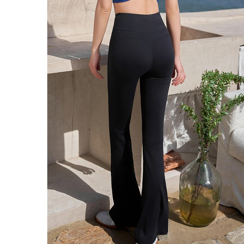 Cintura alta feminina emagrecimento yoga bell bottoms alta elástica respirável confortável para esportes ao ar livre fitness escritório calças casuais