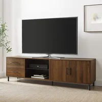 Walker Edison Uptown Modern 2 Drawer Low Profile Stand for TVs up to 80 Inches, 70 Inch, Dark Walnut 1