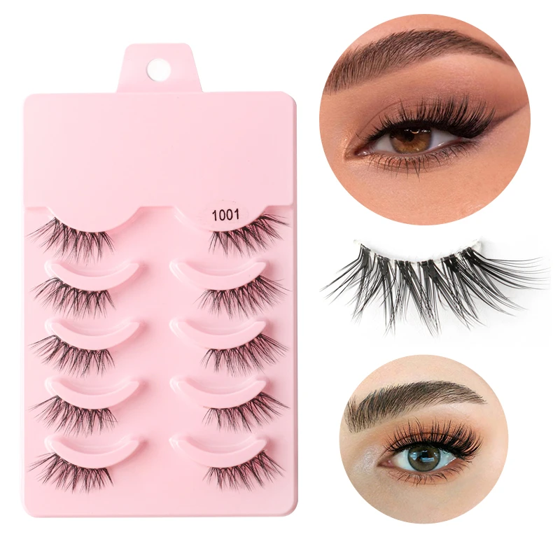 Half Eey Lashes 3/5 Pairs Faux Mink Lashes Reusable False Eyelashes Natural Fluffy Makeup Tools