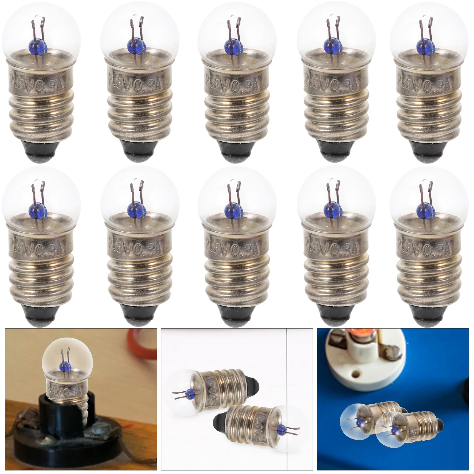 

Light Bulb E10 Flashlight Small Electric Bead Light Bulb 2.5V 0.3A Student Physics Experiment Small Bulb Lamp Light Bulb