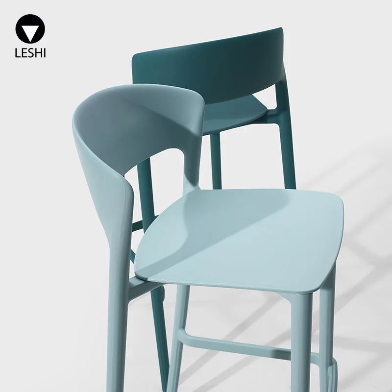 Nordic designer simple bar chair home plastic backrest bar chair stackable front desk high stool